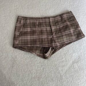Free People Plaid Brown and Pink Women's micro Shorts shorties